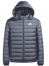 Men's Puffer Jacket - Warm Quilted & Windproof - Removable Hood