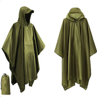 Rain Poncho with Hood - Waterproof 3-in-1 Poncho, Tarp & Sleeping Bag Cover - Packable