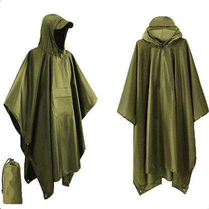 Rain Poncho with Hood - Waterproof 3-in-1 Poncho, Tarp & Sleeping Bag Cover - Packable