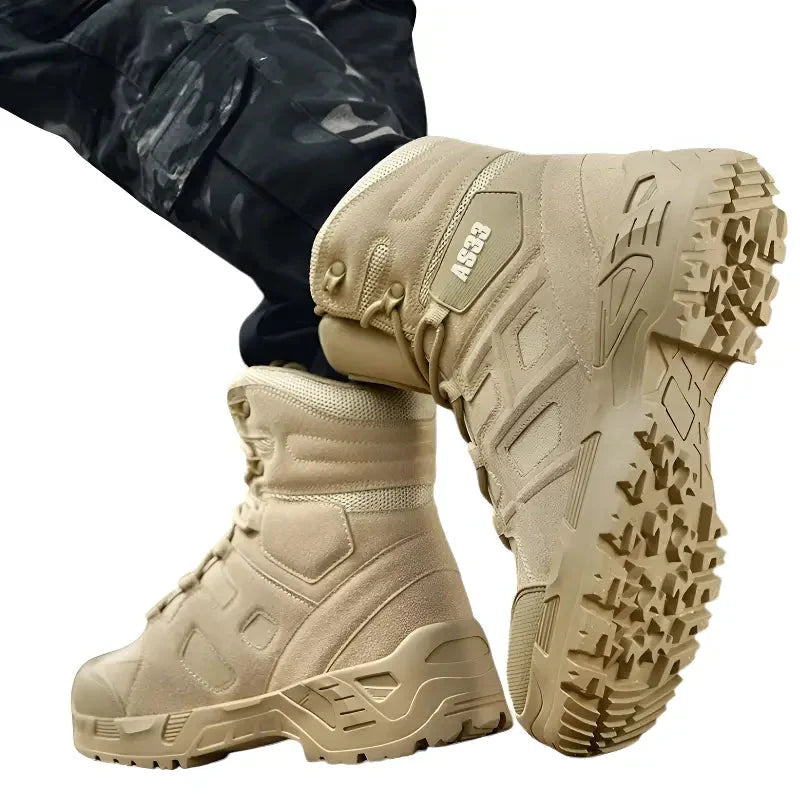 Men's Tactical Boots - Waterproof & High-Top Support - Slip-Resistant Sole