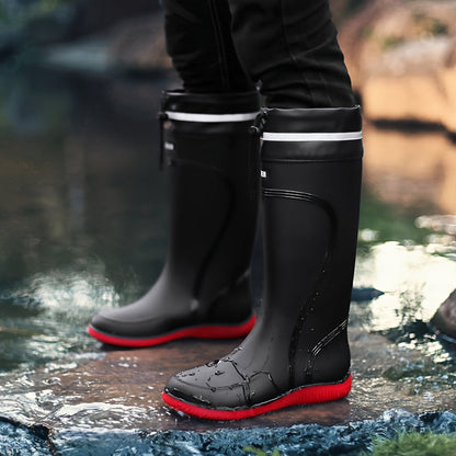 Waterproof Rubber Boots - Tall Drawstring Shaft - Reflective Trim