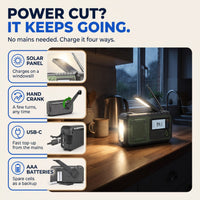 Emergency Wind Up Radio - Hand Crank & Solar - 5000mAh Power Bank & Torch