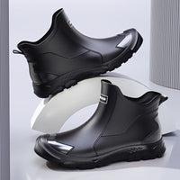 Ankle Rain Boots - Waterproof Slip-On Chelsea Boot - Non-Slip Lug Sole