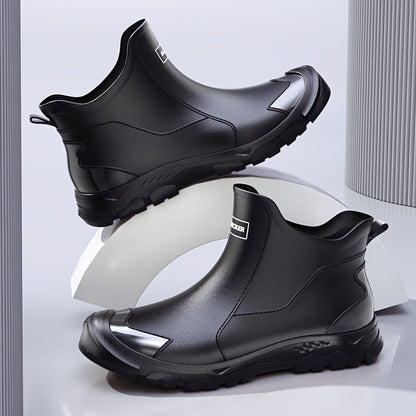 Ankle Rain Boots - Waterproof Slip-On Chelsea Boot - Non-Slip Lug Sole