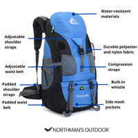 50L Hiking Backpack – Lightweight – Water-Resistant