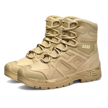 Men's Tactical Boots - Waterproof & High-Top Support - Slip-Resistant Sole