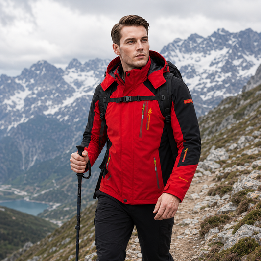 Men's Waterproof Rain Jacket - Windproof Shell - Removable Hood