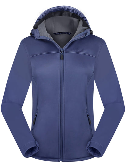 Women's Softshell Jacket - Fleece-Lined & Windproof - Adjustable Hood