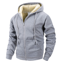 Men's Fleece Jacket with Hood - Sherpa Lined & Windproof - Full Zip