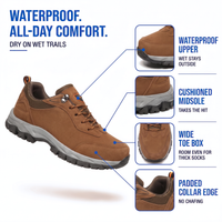 Men's Waterproof Hiking Shoes - Cushioned Sole - Wide Toe Box