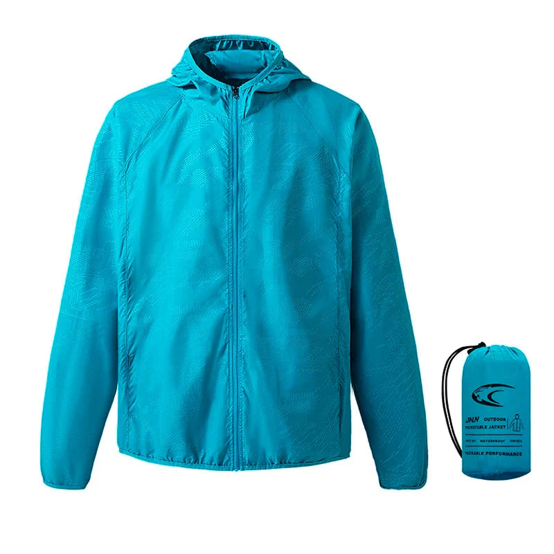 Men's Rain Jacket - Water-Repellent Packable Windbreaker - UPF 50 Sun Protection
