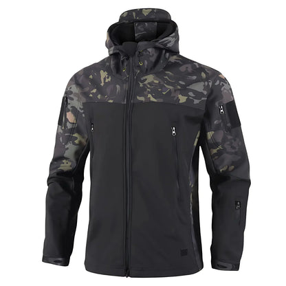 Men's Softshell Jacket - Fleece-Lined & Windproof - Tactical Multi-Pocket Design