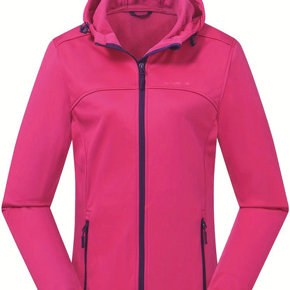 Women's Softshell Jacket - Fleece-Lined & Windproof - Adjustable Hood