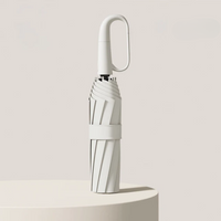 Windproof Rain Umbrella - Automatic Compact Travel Umbrella - Hook Handle