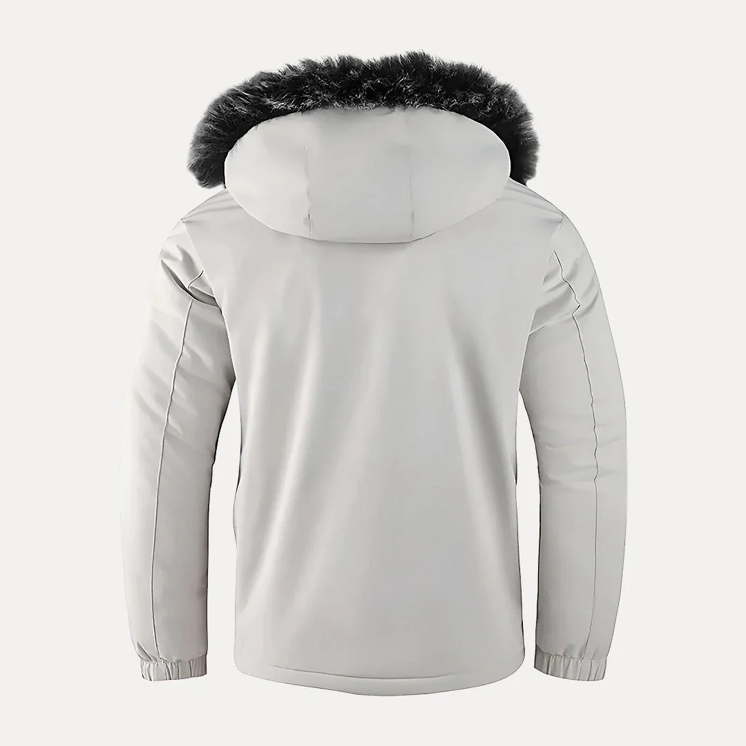 Men's Hooded Winter Coat - Waterproof & Windproof - Faux Fur Trim