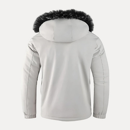 Men's Hooded Winter Coat - Waterproof & Windproof - Faux Fur Trim
