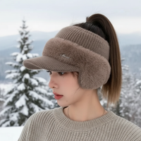Winter Beanie - Built-In Ear Warmers - Ponytail Opening