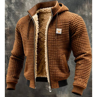 Mens Winter Jacket - Sherpa Lined Hooded Quilted Zip-Up - Wind Resistant