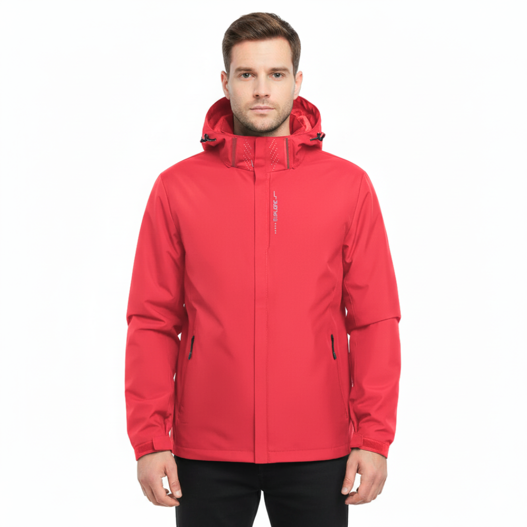 Men's Rain Jacket - Waterproof with Sealed Seams - Adjustable Hood