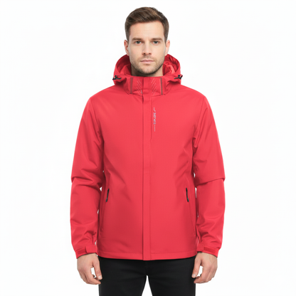 Men's Rain Jacket - Waterproof with Sealed Seams - Adjustable Hood