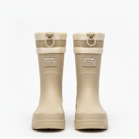 Women's Rain Boots - Waterproof Mid-Calf - Non-Slip Platform Sole