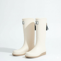 Women's Rubber Rain Boots - Waterproof & Slip-On - Non-Slip Sole