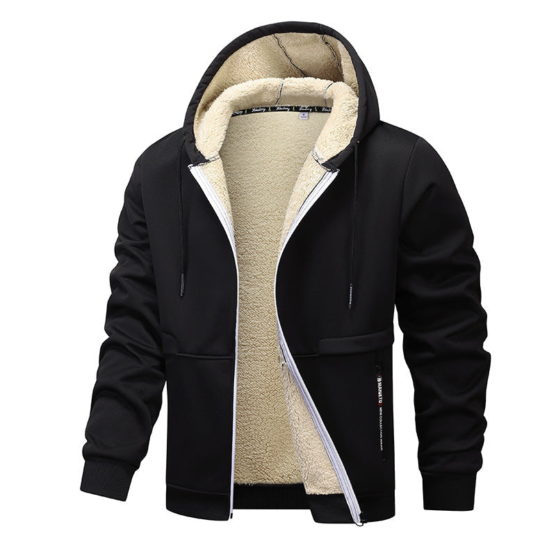 Kapuzenjacke Herren grau mit Sherpa-Futter und Zipper