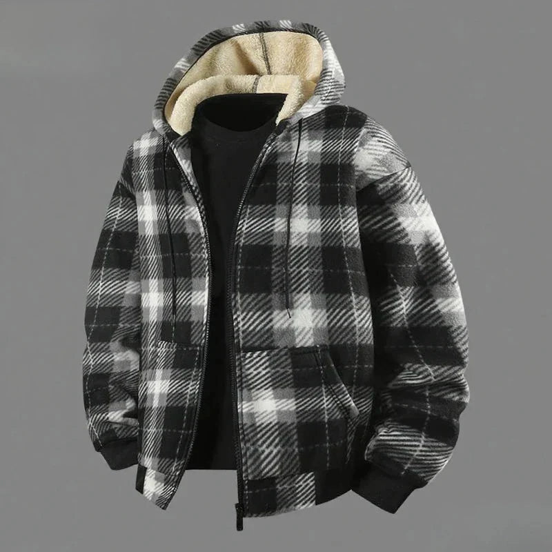 Men's Flannel Jacket - Sherpa Lined & Windproof - Hooded