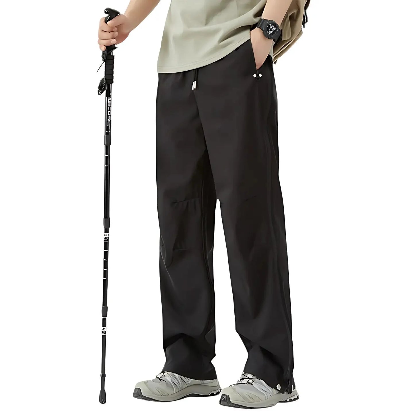 Rain Pants - Full-Length Side Zippers - Water-Repellent & Windproof