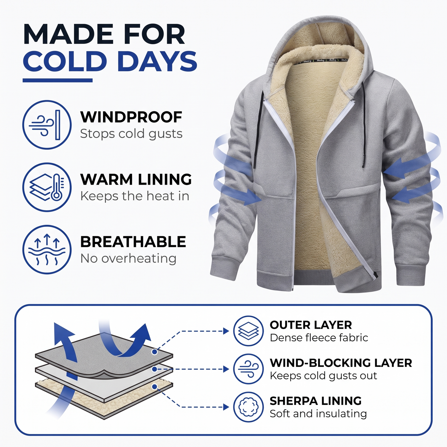 men's zip up hoodie - view 3