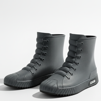 Women's Rain Boots - Waterproof Sneaker-Style Ankle Boots - Non-Slip Sole
