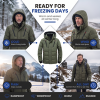 Men's Puffer Jacket - Waterproof & Windproof - Detachable Hood