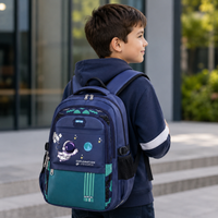 Kids Backpack for Boys - Astronaut Print - Three Zipped Compartments
