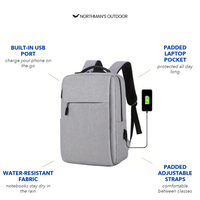 Laptop Backpack - USB Charging Port - Travel and School