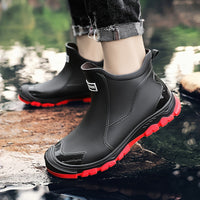 Ankle Rain Boots - Waterproof Slip-On Chelsea Boot - Non-Slip Lug Sole
