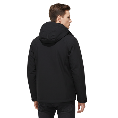 Men's Waterproof Rain Jacket - Windproof Shell - Removable Hood