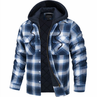 Men's Flannel Jacket - Windproof & Quilted Lined - Hooded