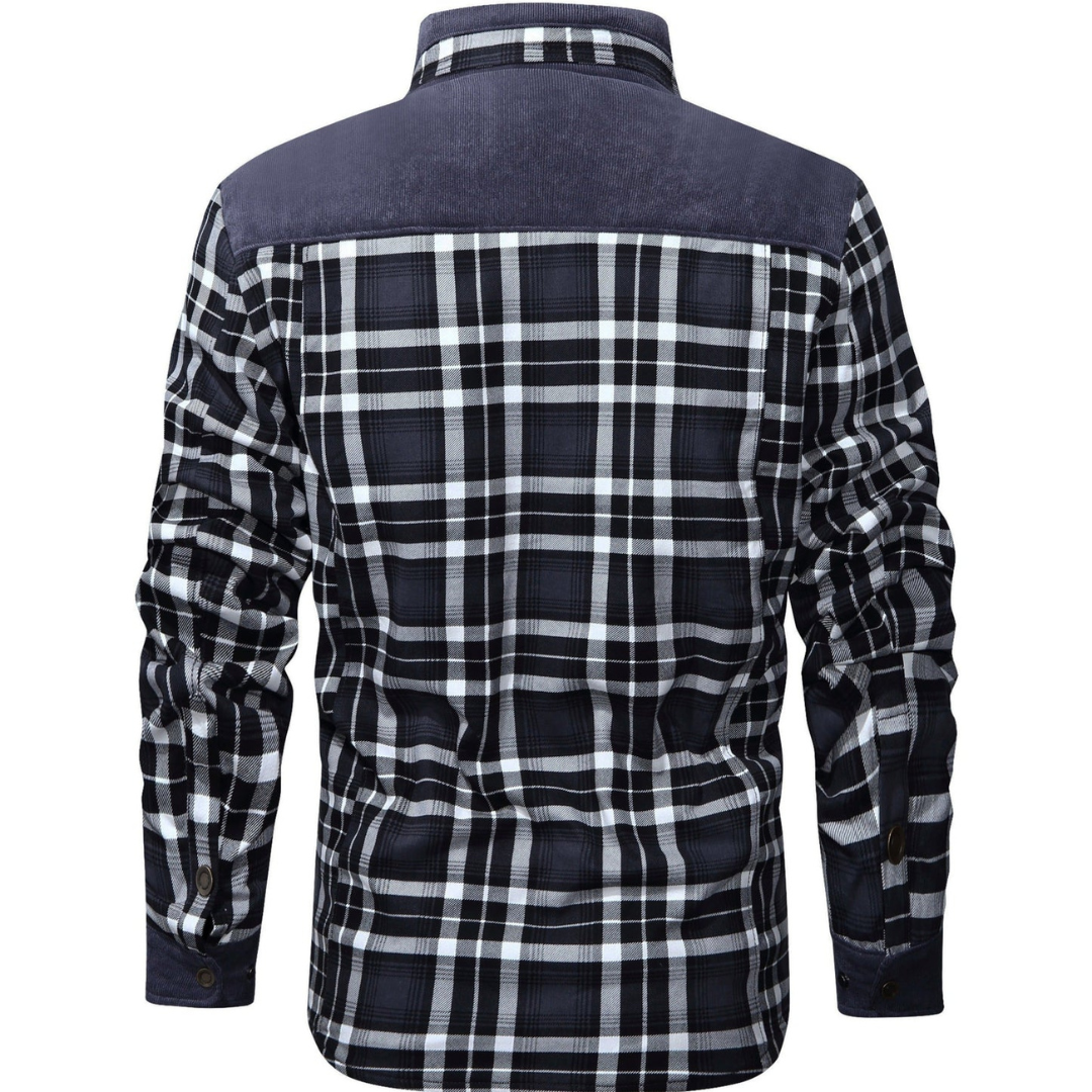 Flanelljacke Herren oliv kariert im Holzfäller-Look