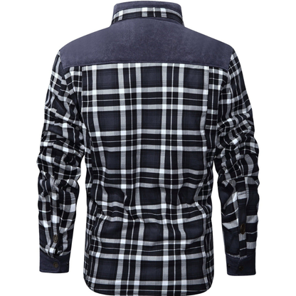 Flanelljacke Herren oliv kariert im Holzfäller-Look
