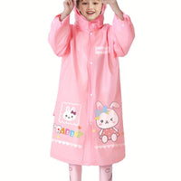 Kids Raincoat - Long Knee-Length Cut - Hood with Clear Visor