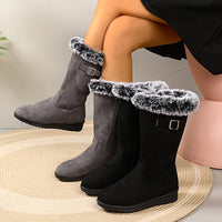 Women's Mid-Calf Winter Boots - Fur Collar - Waterproof