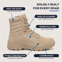 Men's Tactical Boots - High Ankle Lace-Up - Deep Tread Sole