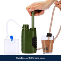 Portable Water Filter - Hand Pump Survival Filter - Backpacking & Emergency