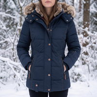 Women's Winter Coat - Fitted Puffer - Removable Hood
