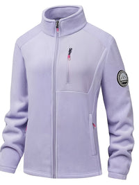 Women's Fleece Jacket - High Collar Full-Zip - Zippered Pockets