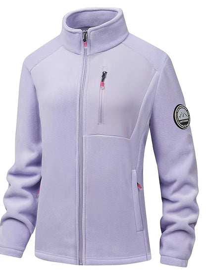 Fleecejacke Damen - Stehkragen mit Reißverschluss - Drei Reißverschlusstaschen