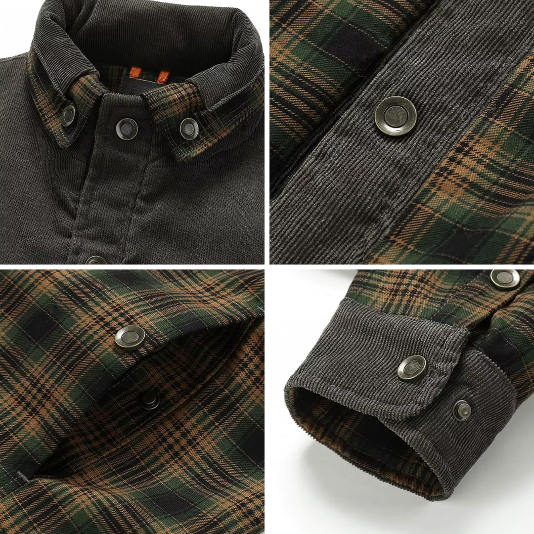 Flanelljacke Herren oliv kariert im Holzfäller-Look