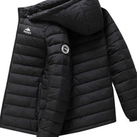 Men's Puffer Jacket - Warm Quilted & Windproof - Removable Hood