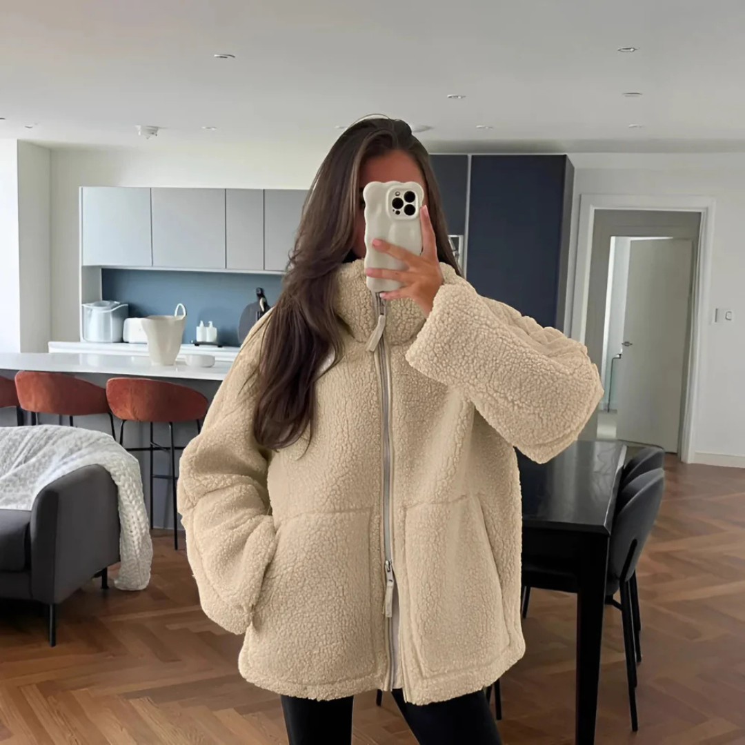 Women's Sherpa Jacket - Ultra-Soft Teddy Fleece - With Pockets