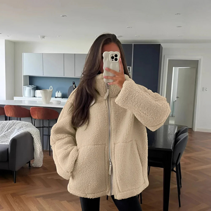 Women's Sherpa Jacket - Ultra-Soft Teddy Fleece - With Pockets
